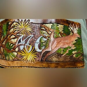 Hand Tooled Leather Wallet | Deer & Woodland Design | Western Artisan